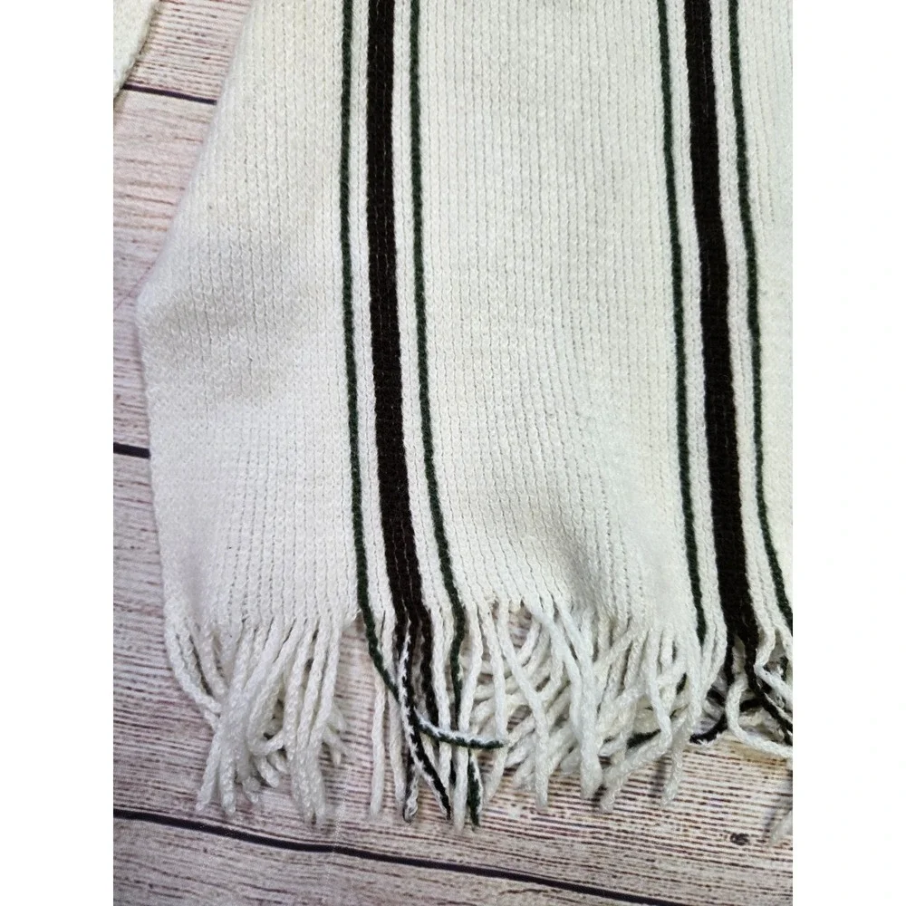Unbranded Unisex Soft and Warm Striped Fringe‎ Cream Brown Green Scarf